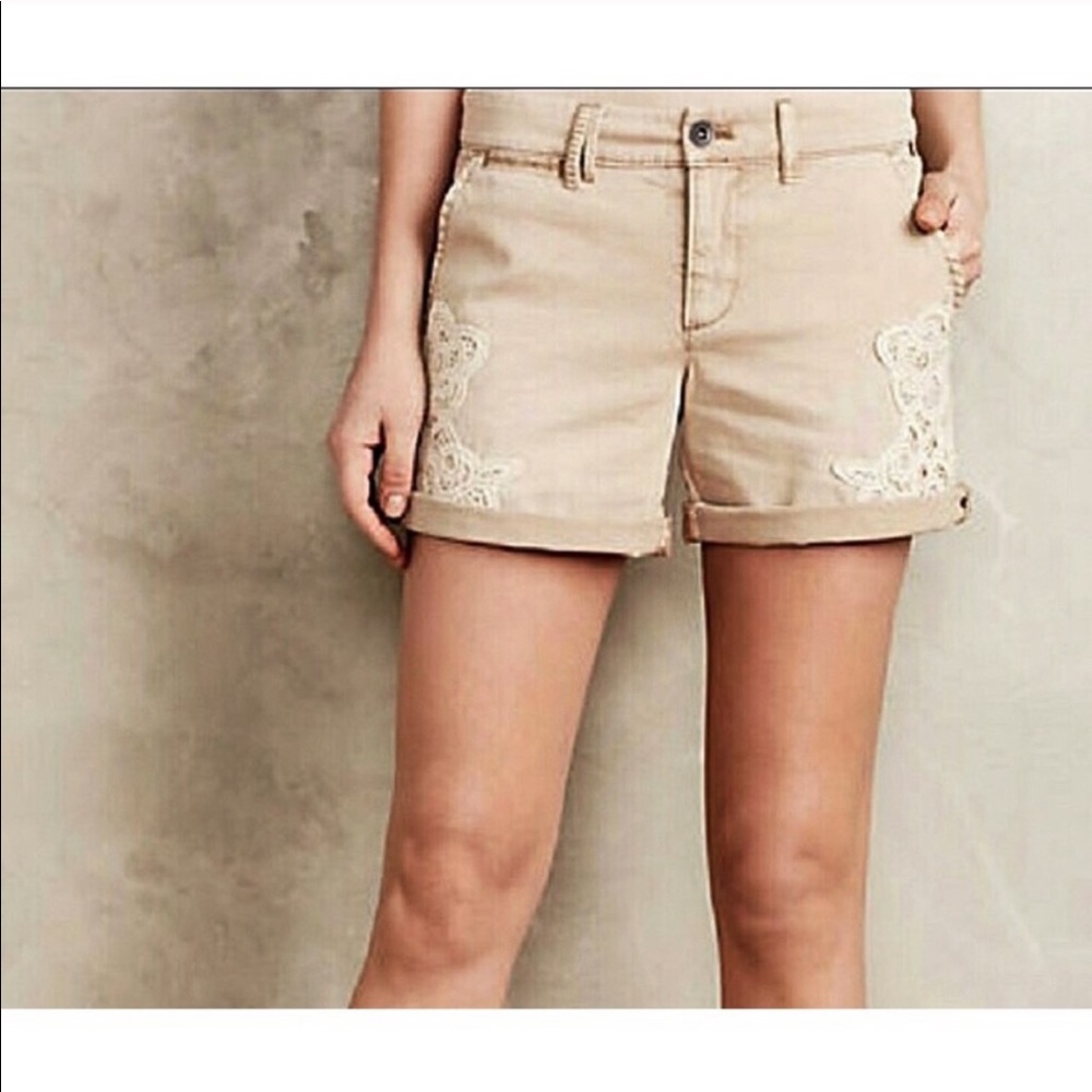 ❌SOLD❌Anthropologie Pilcro Lace Khaki Shorts - Picture 2 of 6